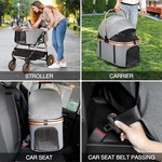 Topika Foldable Dog & Cat Stroller, Shock Absorbing 3-in-1 Pet Carrier