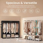 TopikaHome -Portable Closet Organiser with Cover, 4 Rods, Shelves & Pockets