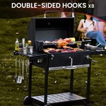 Topika Outdoor Charcoal Braai Grill & Dual Side Tables, Hooks, Thermometer
