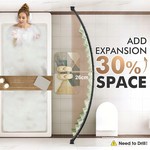 TopikaHome-Adjustable Shower Curtain Rod Curved Black 120-180cm, Wall-Mount