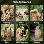 Topika - Ghillie Suit 6 Piece Set Camo Hunting Clothes for Adults, One Size