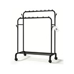 Topika Double Rod Clothes Rack with Wheels & Metal Shoe Storage Stand