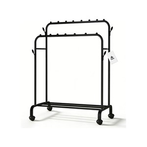 Topika Double Rod Clothes Rack with Wheels & Metal Shoe Storage Stand