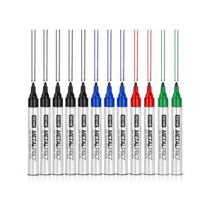 ZEYAR - 12 x Permanent Marker Set, Ultra-Resistant Fine Tip, 4 Colours