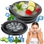 Topika Facial Ice Bath Bowl with Built-In Ice Tray, Foldable Black