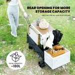 Topika 180L Foldable Camping Wagon Cart with Rear Door& Removable Table Top
