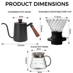 Topika - Pour Over Coffee Maker Set, Coffee Dripper And Gooseneck Kettle