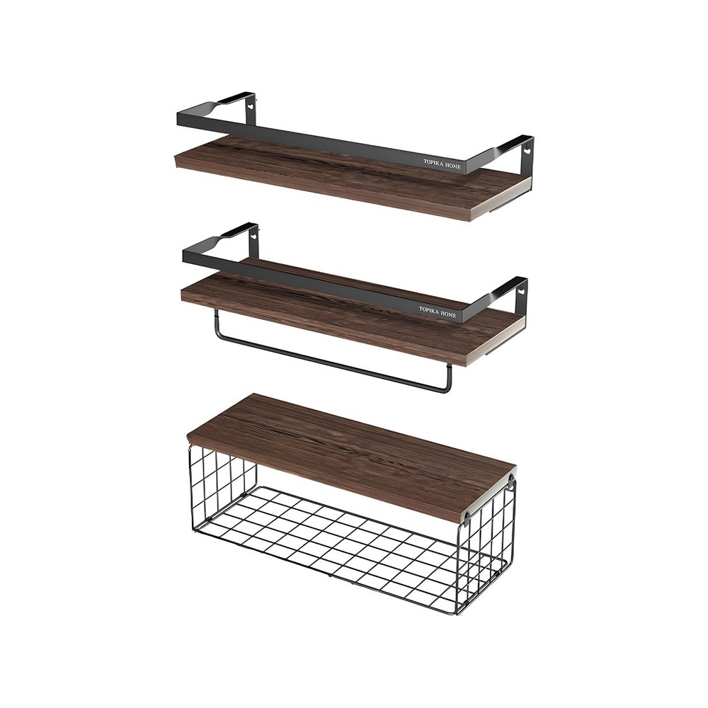 TopikaHome - Bathroom Organiser with Basket, Wall Mounted Shelve for Home TopikaHome - Bathroom Organiser with Basket, Wall Mounted Shelve for Home