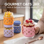 Topika-Over Night Oats Jars 4 Pcs,480Ml Glass Storage Jars With Bamboo Lids