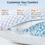 Topika - Shredded Memory Foam Pillow for Side Back And Stomach Sleepers