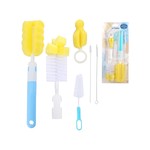 Topika Baby Bottle Brush Set, Silicone Nipple & Straw Brushes, 6 Piece