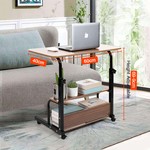 Topika Compact Rolling Desk on Wheels, Small Adjustable Study Bedside Table