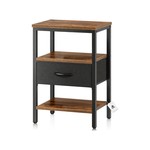 Topika Bedside Table With Fabric Drawers & Mesh Rack, Bedroom Bedside Table