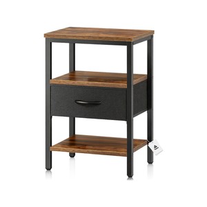 Topika Bedside Table With Fabric Drawers & Mesh Rack, Bedroom Bedside Table