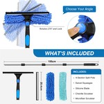 Topika - Window Squeegee Cleaner Tool 176cm with 3-in-1 Cleaning Heads