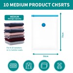 Topika 10 Vacuum Storage Bags, Space Saver Compression Pack Set, M/L/XL