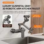 Topika - Wall Mount Kitchen Faucet, Gun Grey 360 Swivel Hot And Cold Tap
