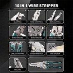 Topika 18 in 1 Folding Wire Stripper Crimper Tool, Electrician wire cutters