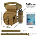 Topika Khaki Waterproof Thigh Bag Tactical Leg Bag with Bottle Holder