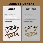 TopikaHome - Bamboo Luggage Rack with Storage Shelf Folding Suitcase Stand