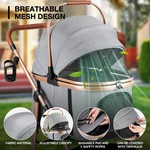 Topika Foldable Dog & Cat Stroller, Shock Absorbing 3-in-1 Pet Carrier