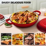 Topika - 30 Cm Cast Iron Pot,Red Enamelled Casserole Braiser With Lid,3.5 L
