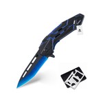 Topika - Tactical Knife Folding Knive Pocket Knife For Men, Blue Blade EDC