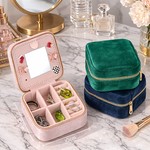 Topika Mini Jewellery Box & Portable Earring Box, Mirror, Metal Zipper
