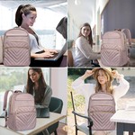Topika - Ladies 15.6" Laptop Backpack , USB Port, Waterproof, Pink Oxford