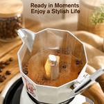 Bincoo - Moka Pot 6 Cup Stovetop Espresso Maker, 300ML Moca Coffee Pot
