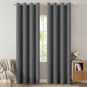 Topika 100% Blackout Linen Eyelet Curtain for Bedroom, Living Room 1/2 pack