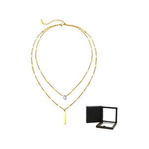 2pcs/Set Droplet Gold Titanium Steel Necklace for Women -Gift Ready