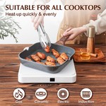 Topika Non-stick Grill Pan, 24/28cm Square Griddle Pan with Pour Spouts