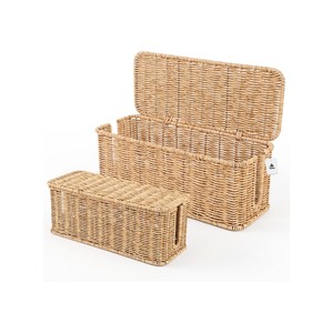 Topika Rattan Cable Management Box With Lid For Neat Cable Home Storage