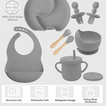 TopikaKids - Complete Silicone Baby Feeding Set, Bib, Plate, Cup & Utensils