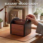 Topika - Remote Caddy For Table, TV Remote Caddy, Wooden Desk Organizer