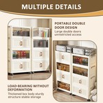 Topika - Folding Storage Cabinet, 4 Layer Foldable Organizer With Wheels