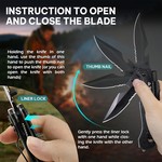 Topika Tactical Knife Folding Knive Pocket Knife For Men, LED Fire Starter