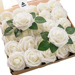 Topika Artificial Flowers 25pcs Foam Roses with Stems for wedding & decor