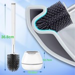 TopikaHome-Silicone Toilet Bowl Brush and Holder Set with Hair Tweezer Clip