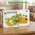 Topika Kids Magnetic Tile Track Set with Electric Vehicles and Tin Box