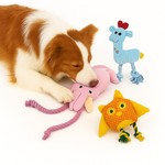 Topika Fawn, Owl & Octopus Plush Dog Toy Set, 3 Pack, Squeaker & Crinkle