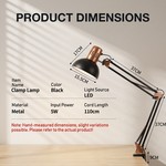 Topika LED Clamp Desk Lamp, Long Arm Foldable Metal Table Lamp For Reading