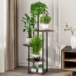 Topika - Indoor Plant Stand, 5/6 Tier Metal Wood Plant Display Shelf