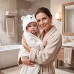 Topika Baby Bath Towels, Soft Coral Fleece, 80 x 80cm Blue/White 2 Pack Set