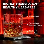 Topika Whiskey Gift Set for Men - 2 Glasses, 8 Whiskey Stones & Wooden Box