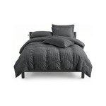 Topika Seersucker Bedding Set With Duvet Cover & Fitted Sheet, Grey