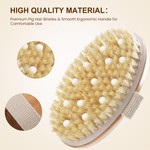 Topika Dry Body Brush Set with Long Handle &4 Detachable Heads(Soft & Hard)