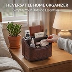 Topika - 360 Rotating Vintage PU Leather Remote Holder with 5 Compartments