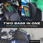 Topika Waterproof Motorcycle Tank Bag with Phone Pocket, Rain Cover, Strap